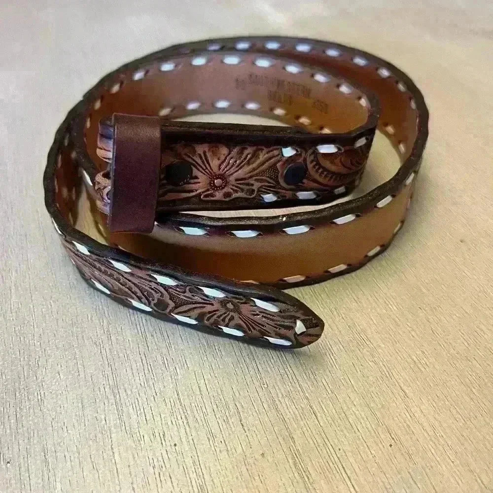 Western Tooled Leather Belt